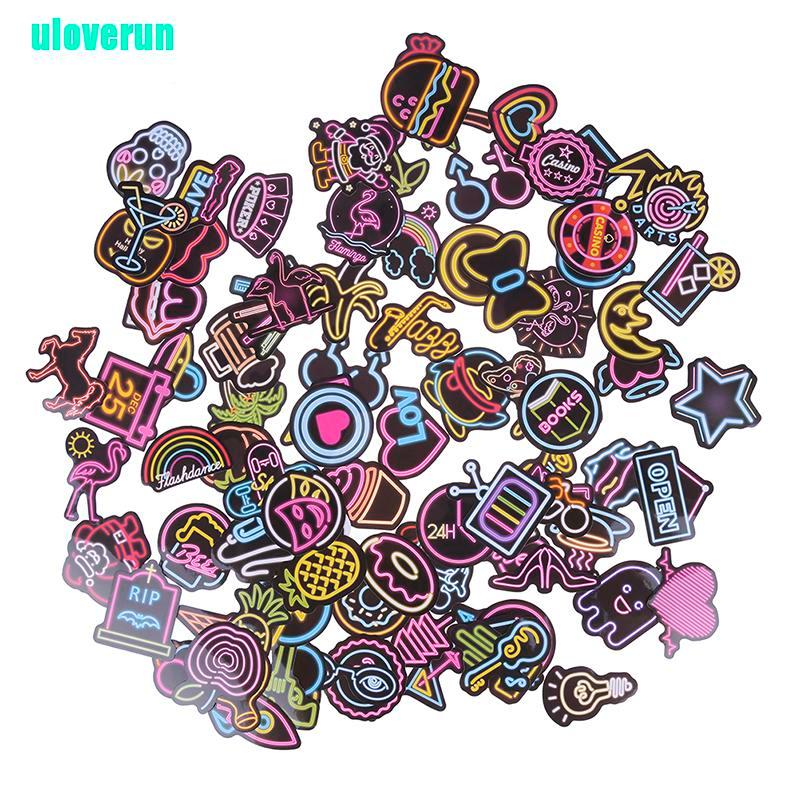 Set 100 Miếng Dán Màu Neon Dễ Thương Trang Trí Hành Lý DIY