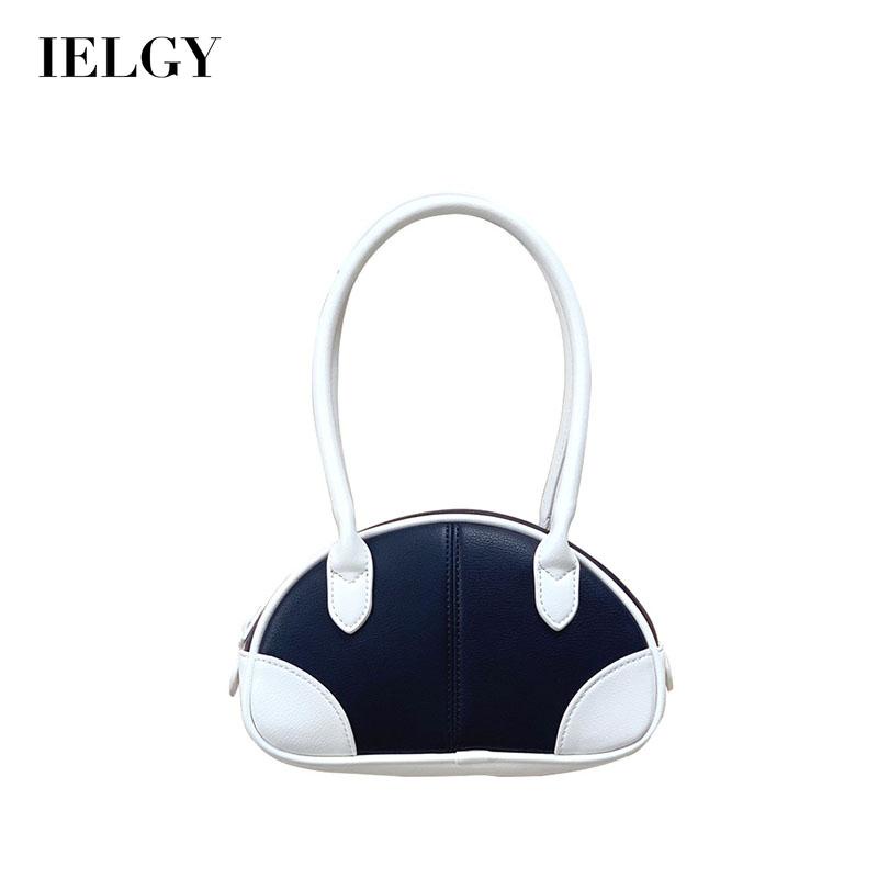 Túi xách IELGY đeo dưới cánh tay ghép nối màu đơn giản xinh xắn cho nữ