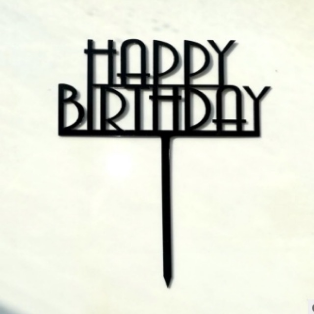 Que cắm Happy Birthday đen