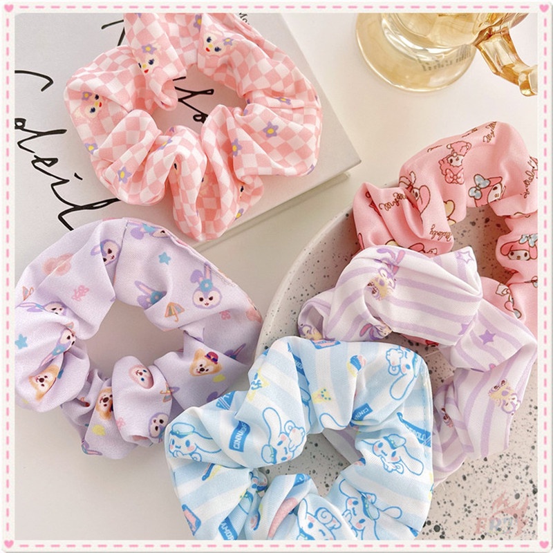 ☀ Dây Cột Tóc Hình Nhân Vật Hoạt Hình Cinnamoroll / Melody / LinaBell / StellaLou ☀ 1 Dây Cột Tóc Co Giãn Ngọt Ngào Dành Cho Nữ