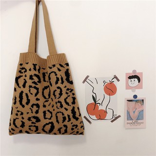 Túi tote da báo beo 4 màu vải len mềm mại