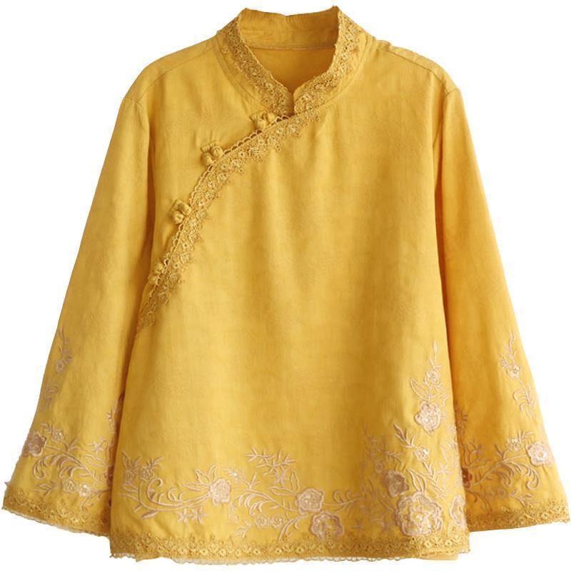 ☻ L O T U S ☻ Áo Sườn Xám Thêu Họa Tiết Plus Size Hiện Đại Phong Cách Cổ Điển Cho Nữ Ca1562 - Bộ Sưu Tập Mới