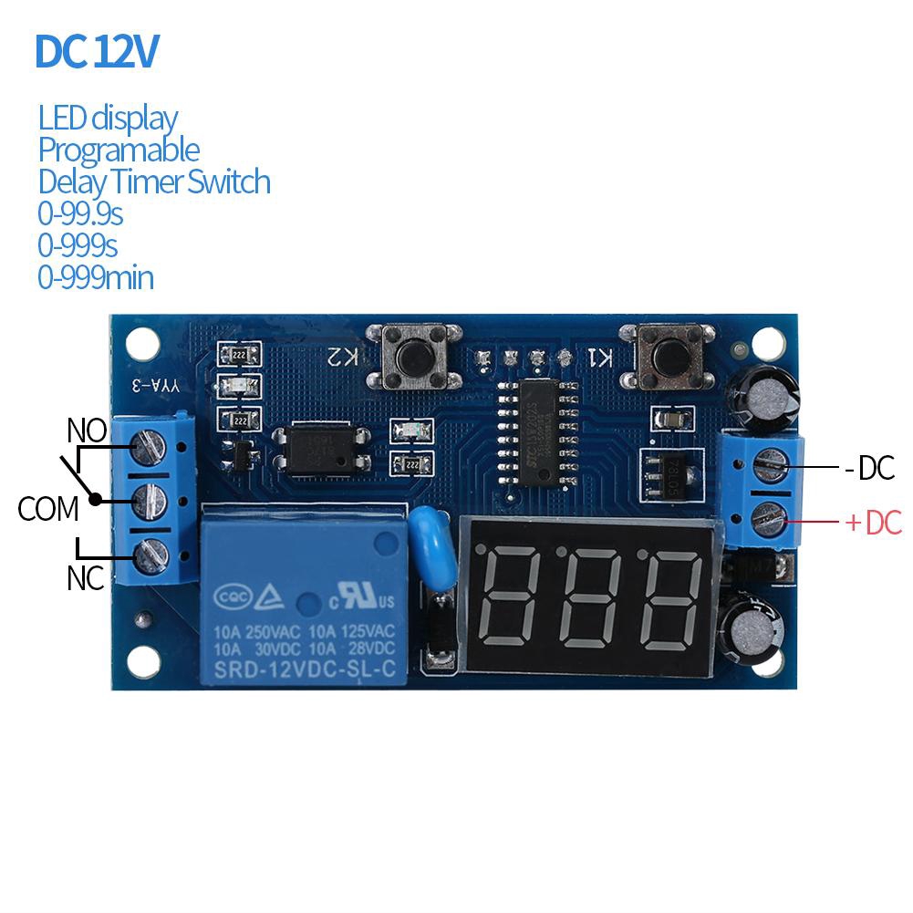 DC 12V Cycle Delay Timer Switch Adjustable Relay Module Board Infinite Loop with LED Display