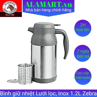 Bình giữ nhiệt inox 1.2l zebra có lưới lọc, quai và vòi rót - 112933