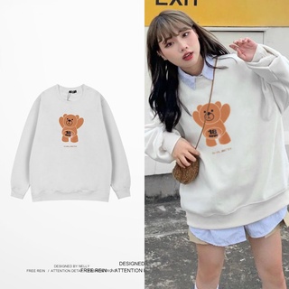[NY0285] Áo sweater Nelly nỉ lót lông mềm in hình "Gấu" áo nỉ (NELLY)