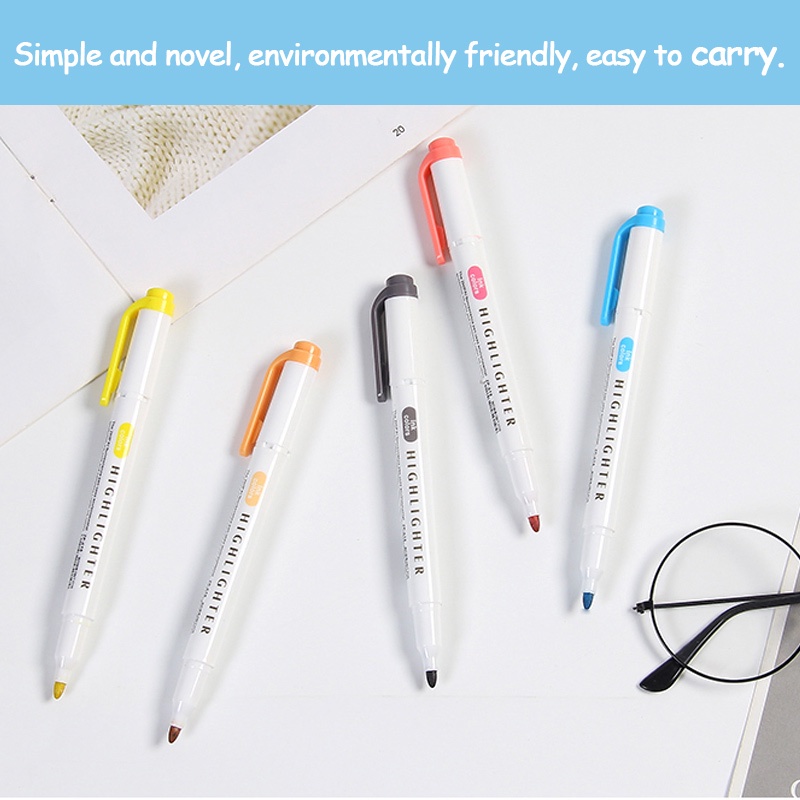 Set 5 Bút Đánh Dấu Hai Đầu Màu Sáng Dễ Thương