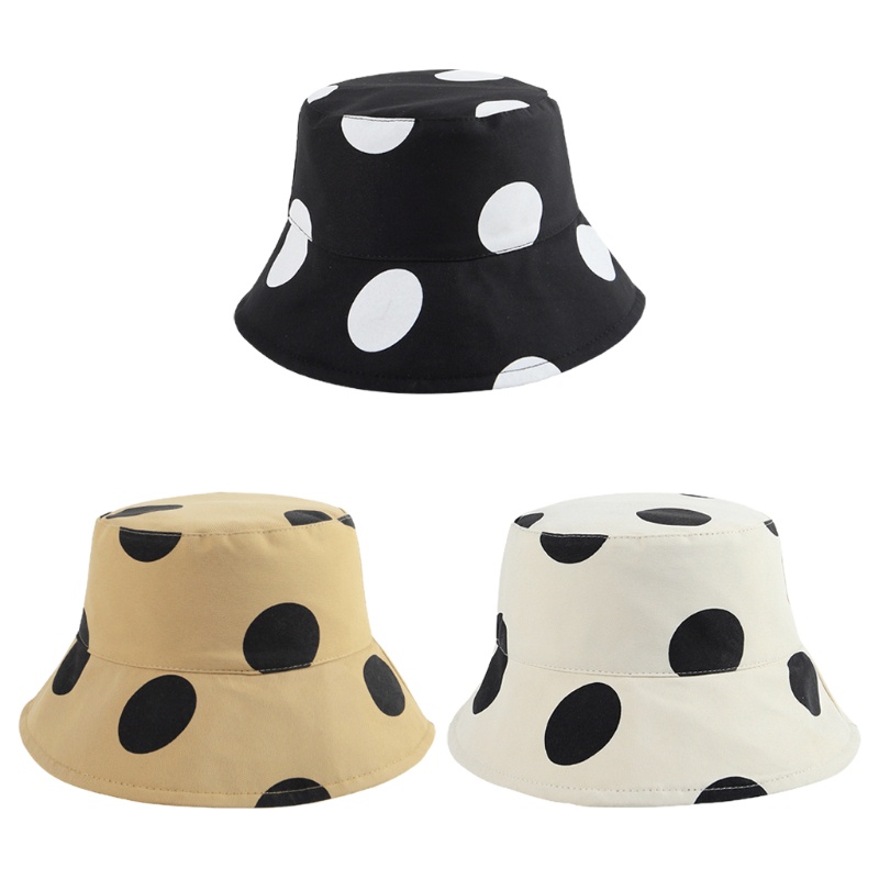 Nón Tai Bèo Chống Tia UV Có Thể Đảo Ngược Họa Tiết Chấm Bi Tròn