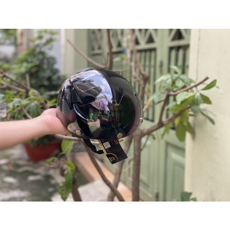 MŨ THỂ THAO ROYAL POC 01 ĐEN BÓNG CỰC ĐẸP, BH 12 tháng