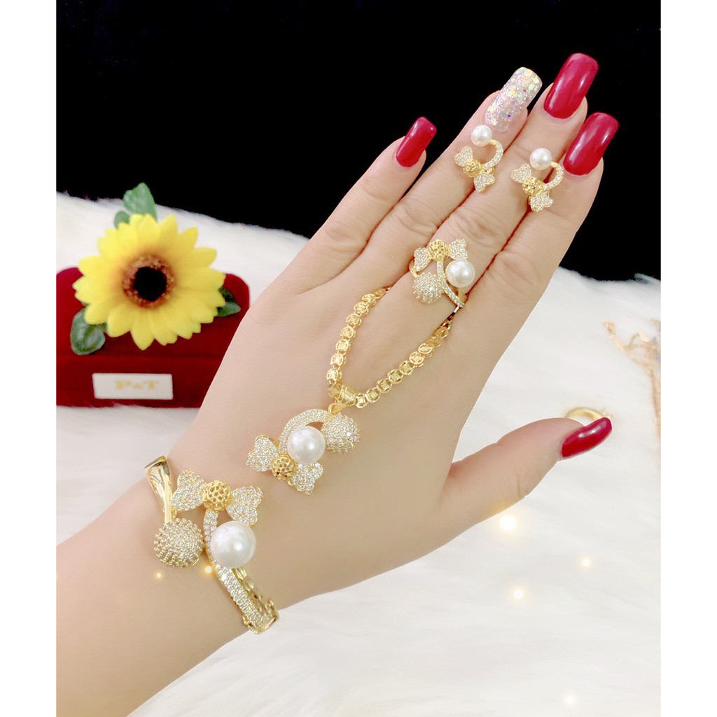 Bộ trang sức 4 món xi mạ vàng 18k EKP646
