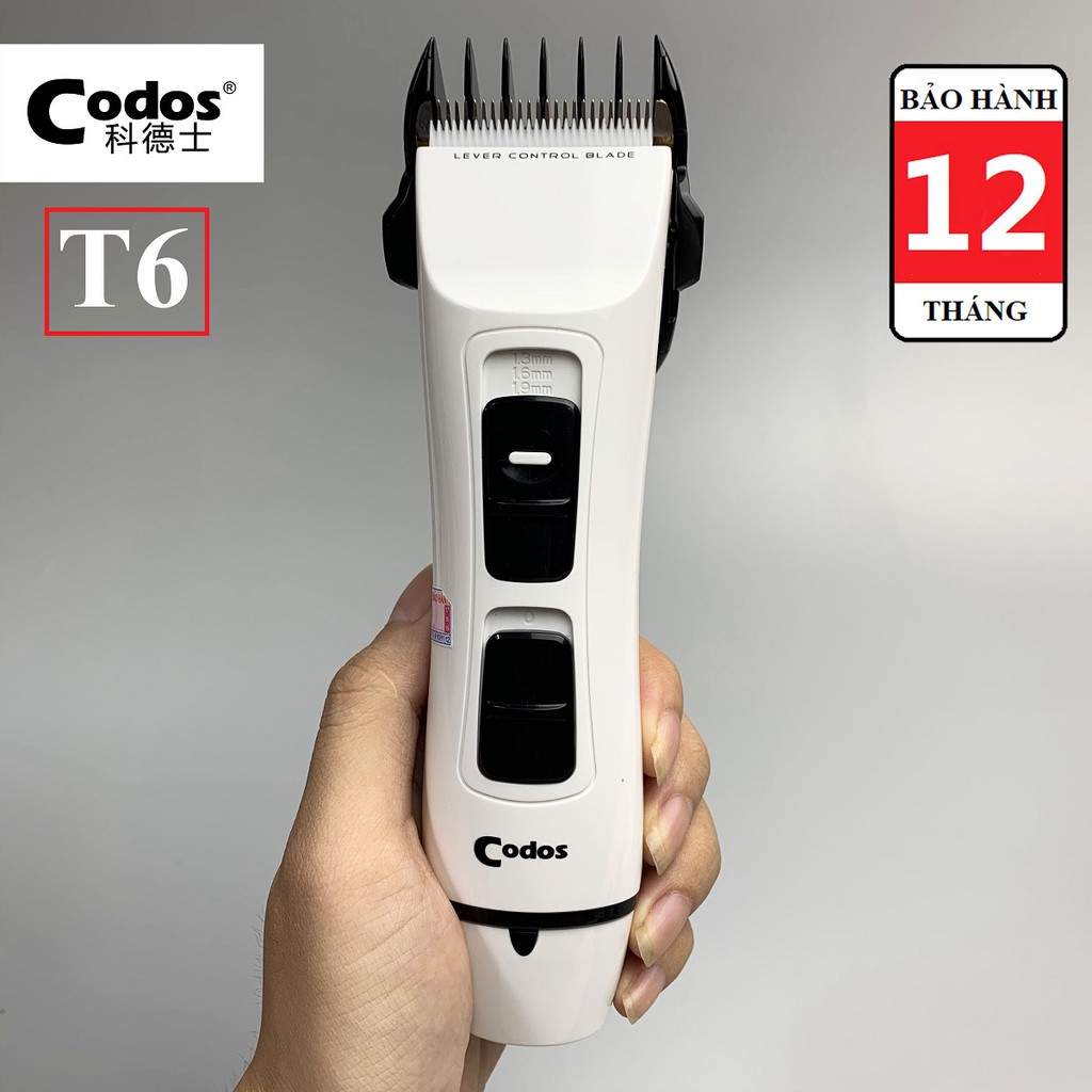 Tông đơ cắt tóc Codos T6 - lưỡi cắt ceramic kết hơp titanium sắc bén, thiết kế an toàn cho da đầu, cắt tóc người già