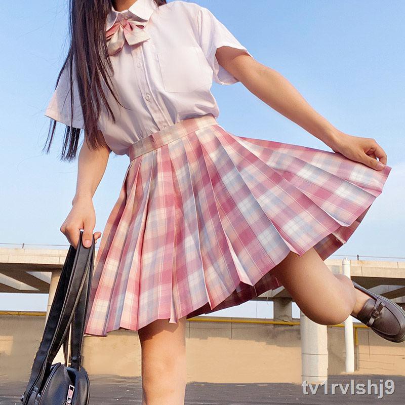 New style℡❉┋【  JK】 Học sinh chính hãng Nhật Bản Dài tay, lưng cao, váy ngắn, xếp ly, chân váy, đồ bộ trẻ em, m