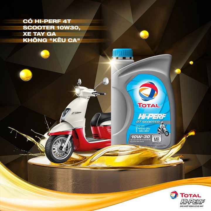 Dầu Nhớt Cho Xe Tay Ga TOTAL Hi-Perf 4T Scooter 10W30 1000ml Cao Cấp