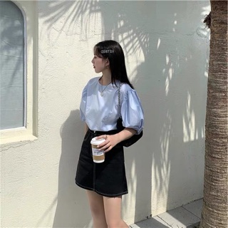Áo sơ mi trơn cổ tròn