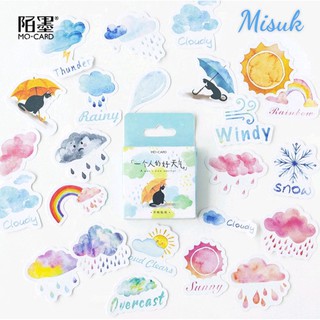 Set 46 sticker / nhãn dán hình thời tiết xinh xắn