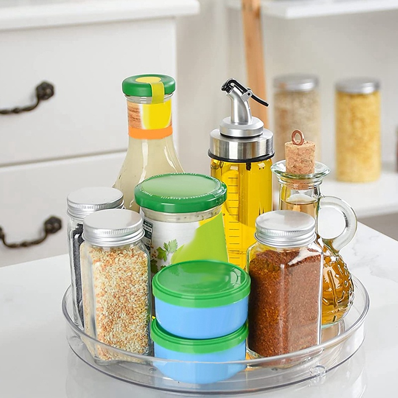 Set 3 Hộp Đựng Gia Vị Trong Suốt 10.6 Inch Có Thể Xoay Được Tiện Dụng Cho Nhà Bếp