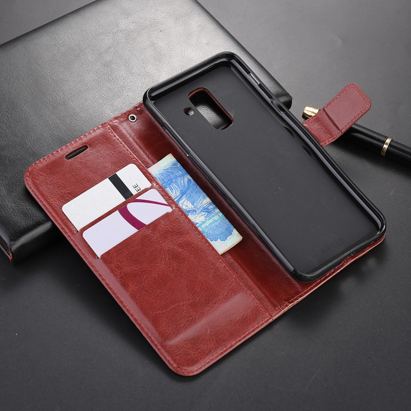Ốp Lưng Da Nắp Gập Cho Samsung Galaxy A6 A8 Plus J4 J6 J8 2018