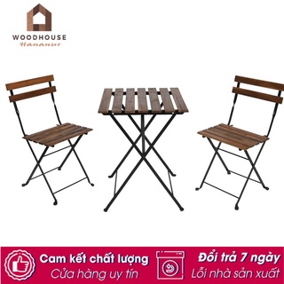 Bộ Bàn 2 Ghế Gỗ BISTRO Patio Mini - Bộ Bàn Ghế Gấp Gọn Ngồi Ban Công Sân Vườn Hành Lang ( 1 Bàn 2 Ghế )