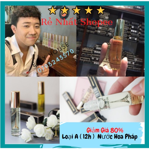 Tinh dầu nước hoa Pháp Aroma, dạng lăn mini 12ml, gồm 18 mùi nuoc hoa nam nu ( For woman and Man )Chính hãng.