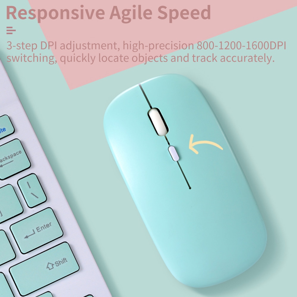 Mini Wireless Bluetooth Colorful Keyboard Mouse Rechargeable Multimedia Portable For