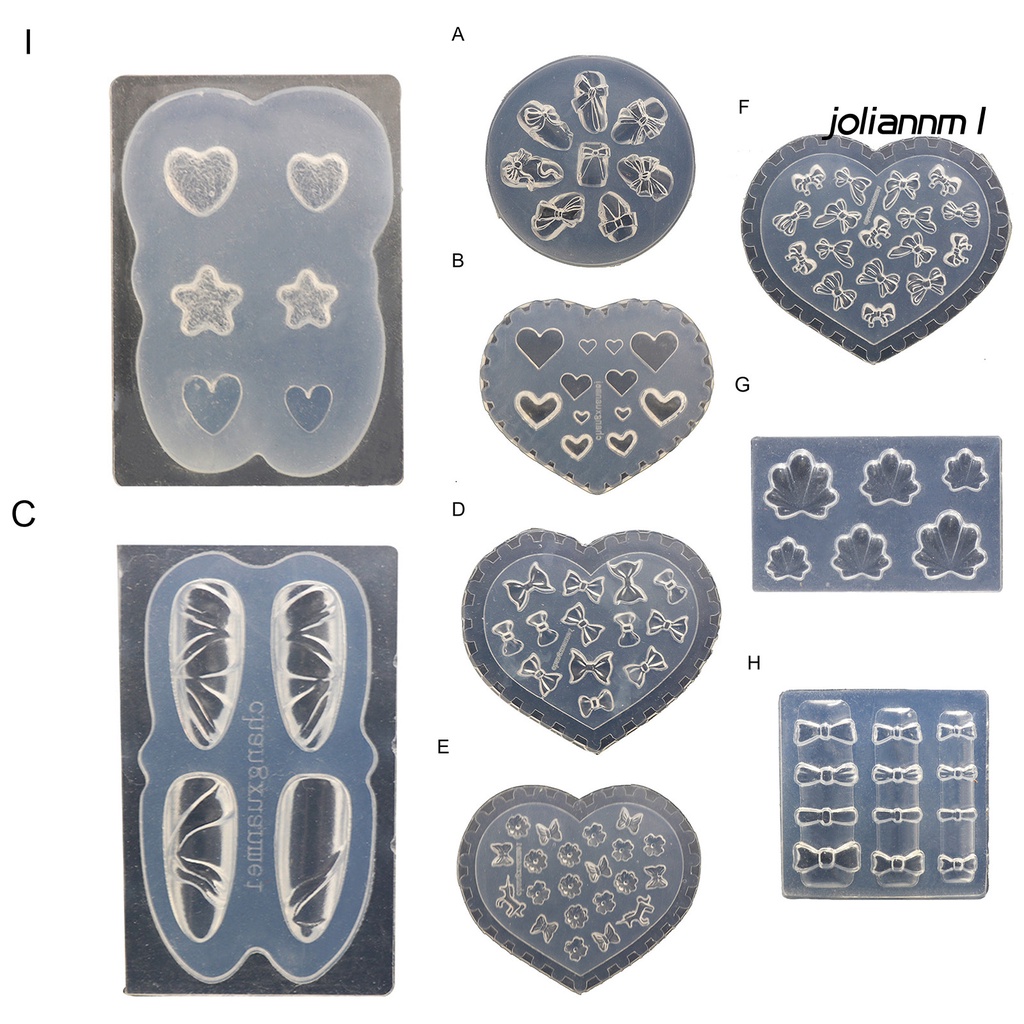 Khuôn móng tay silicon trong suốt tạo họa tiết 3D trang trí