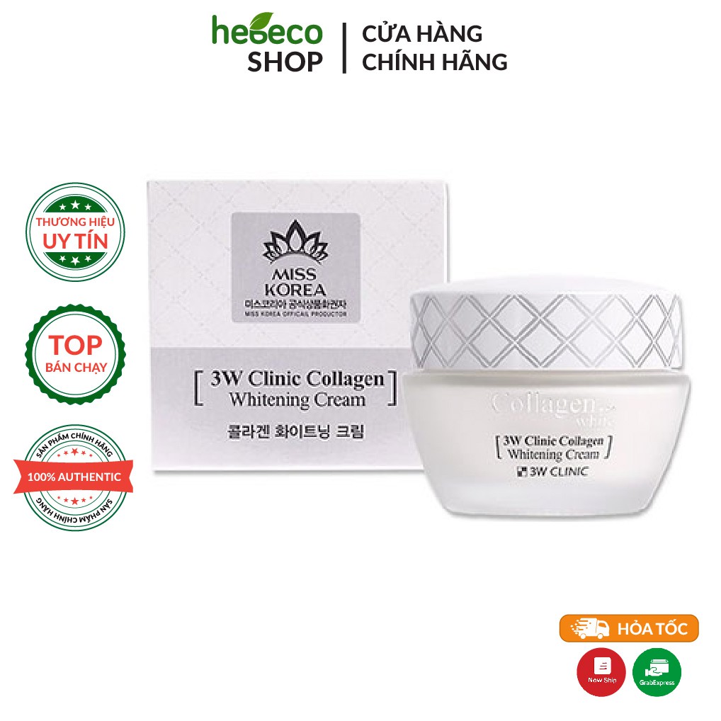 Kem dưỡng trắng da chống lão hóa Collagen 3W CLINIC COLLAGEN WHITEINING CREAM 60ml - Hàn Quốc Chính Hãng