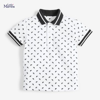 Áo bé trai Little Maven áo polo thun cotton ô tô đen