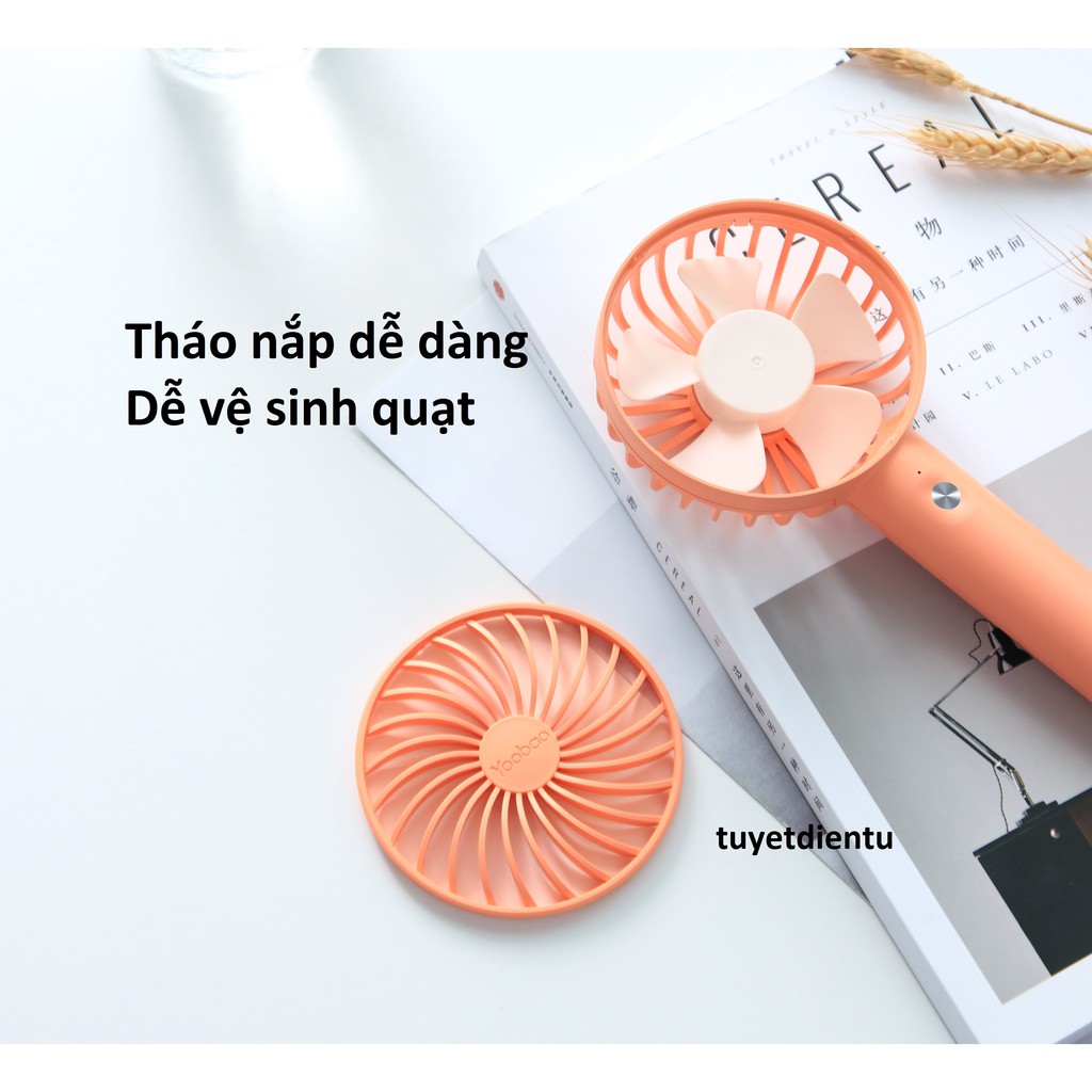 Quạt tích điện mini Yoobao F3S dung lượng 2000mAh, liên tục 9 tiếng, tặng dây đeo silicon cùng màu