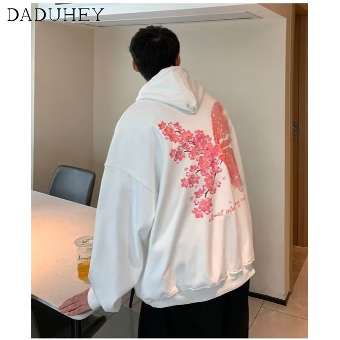 DaDuHey 2022 Autumn and Winter New Butterfly Plum Blossom Embroidered Sweater Trendy Couple Loose-Fitting Hoodie Long Sleeve Top