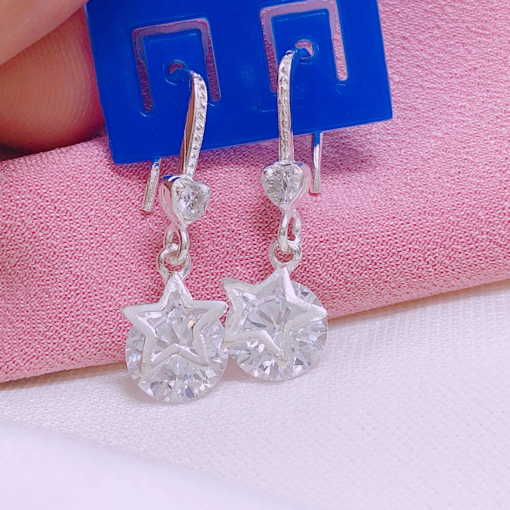 Bông tai sao gắn đá bạc ta - LINH'S MIU SILVER