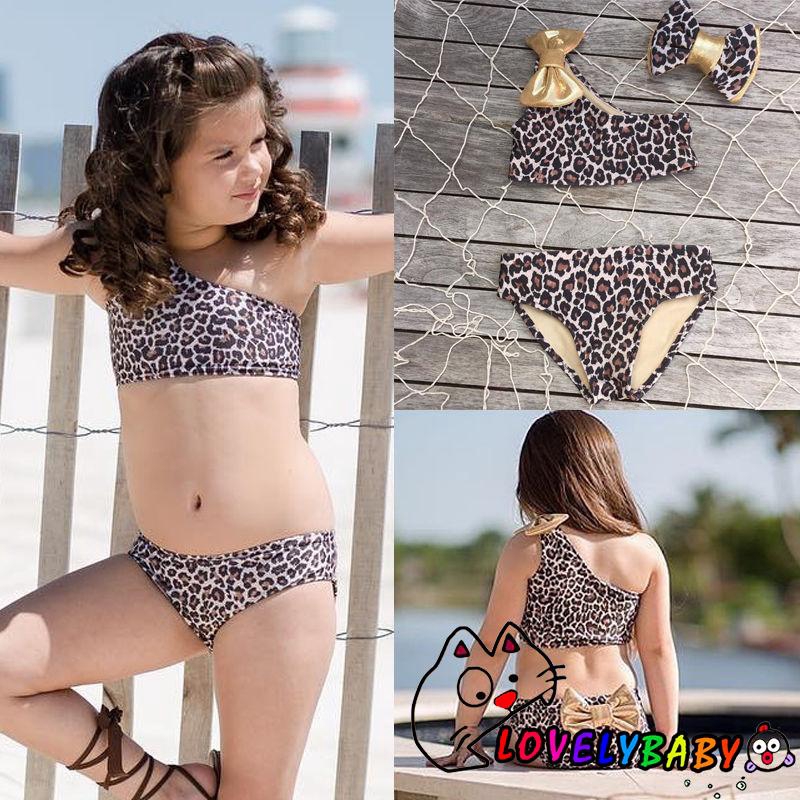 Bộ Bikini 2 Mảnh + Băng Đô Họa Tiết Da Báo Cho Bé Gái | BigBuy360 - bigbuy360.vn