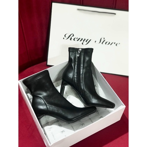 (hình thật) Boot lửng da mềm mũi tròn gót dẹt