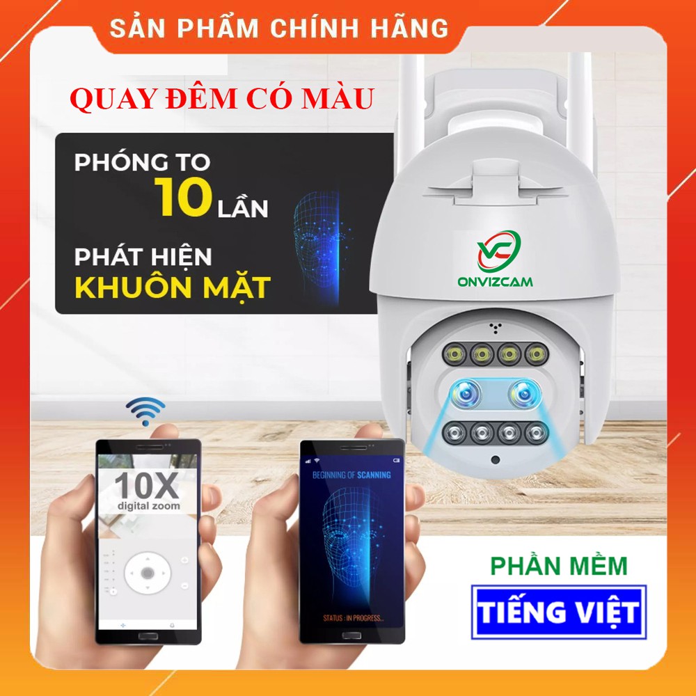 Camera wifi ngoài trời Zoom 10X ONVIZcam KK6 PTZ 3.0 mpx app Carecam Pro ống kính kép chống nước xoay 360 có đèn LED