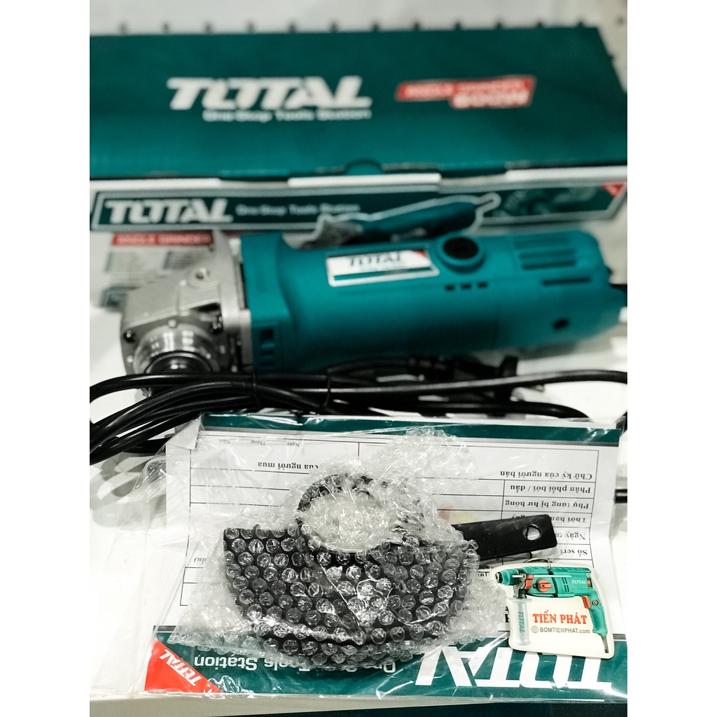 MÁY MÀI GÓC cầm tay 100mm công suất lên đến 800W Chính hãng TOTAL, Cắt sắt, gỗ, inox, cắt đá TG1081006 công tắc đuôi
