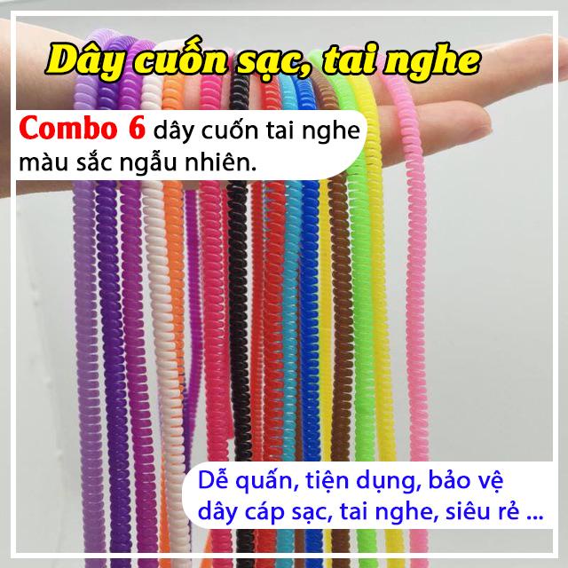 Dây cuốn quấn tai nghe dạng lò xo bảo vệ dây cáp sạc điện thoại quấn tai nghe nhanh và không bị rối có nhiều màu