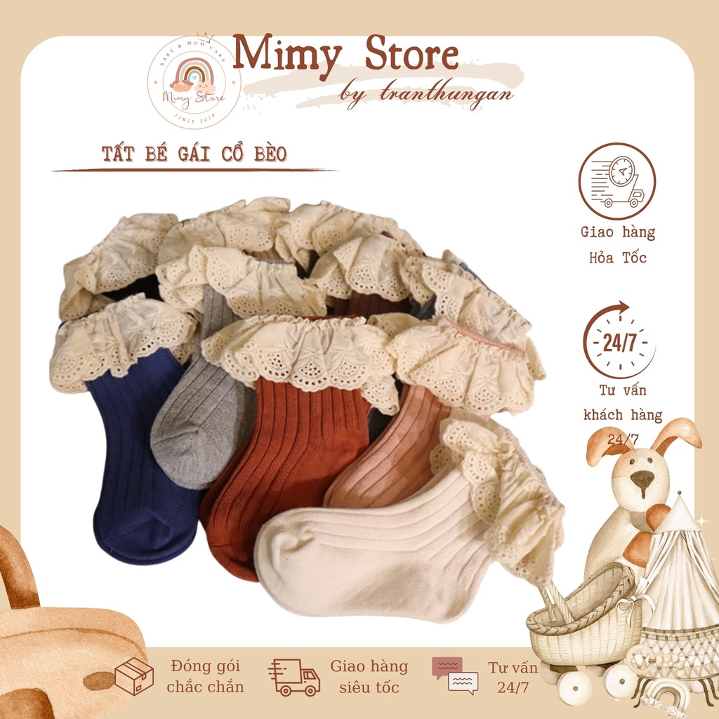 Tất Bé Gái Viền Cổ ren Bánh Bèo Xinh Xắn