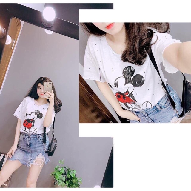 Áo phông mickey vẩy sơn