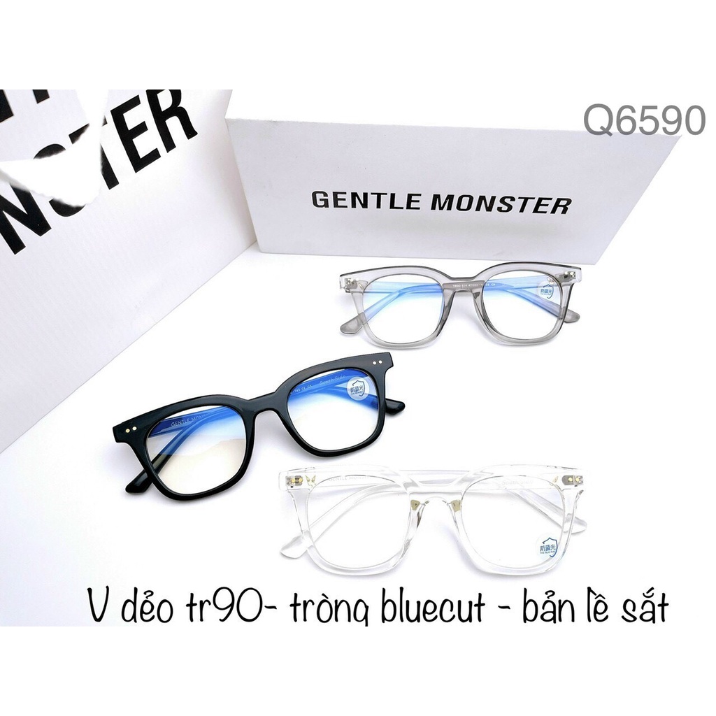 Gọng kính cận nam nữ LUCIEYEWEAR mắt vuông gọng GM đen bóng