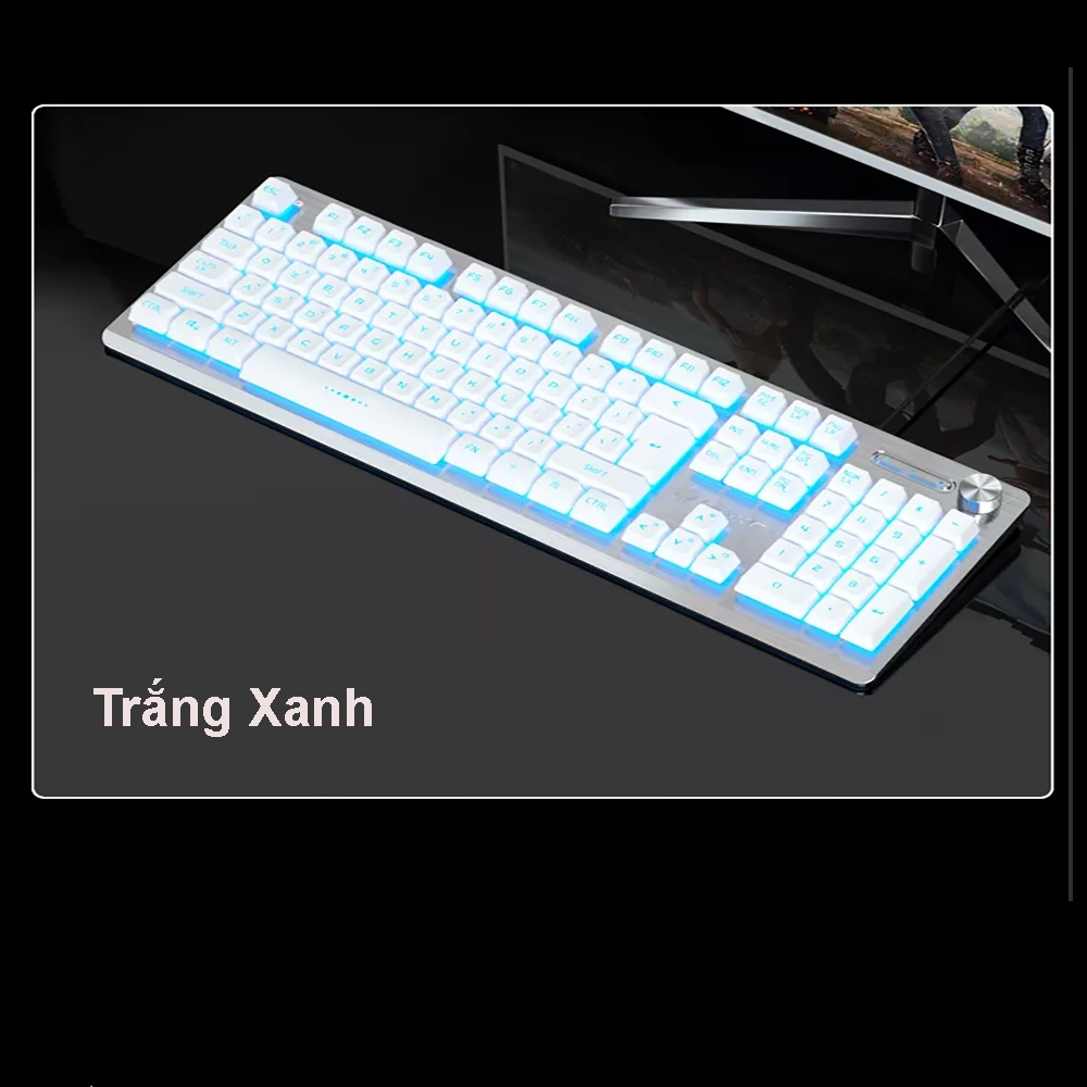 Bàn Phím Giả Cơ Gaming LangTu K002 Núm Xoay Điều Chỉnh Độ Sáng LED Âm Lượng Full Size 104 Phím