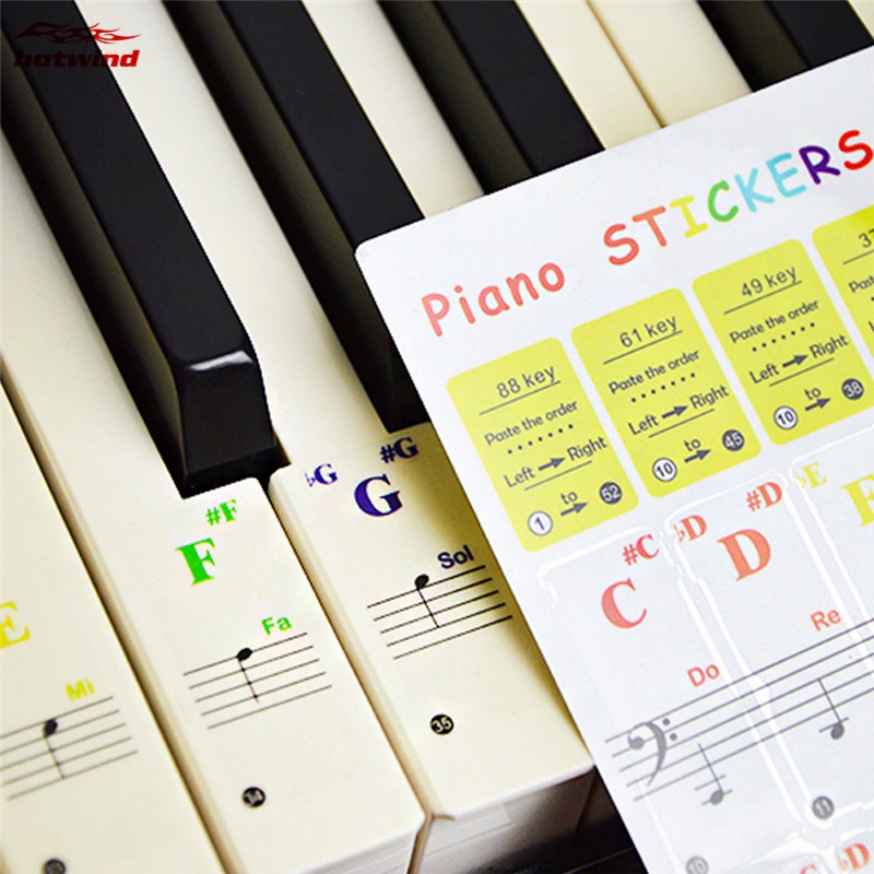 Miếng dán phím đàn piano đầy đủ nốt nhạc nhiều màu sắc dễ thương