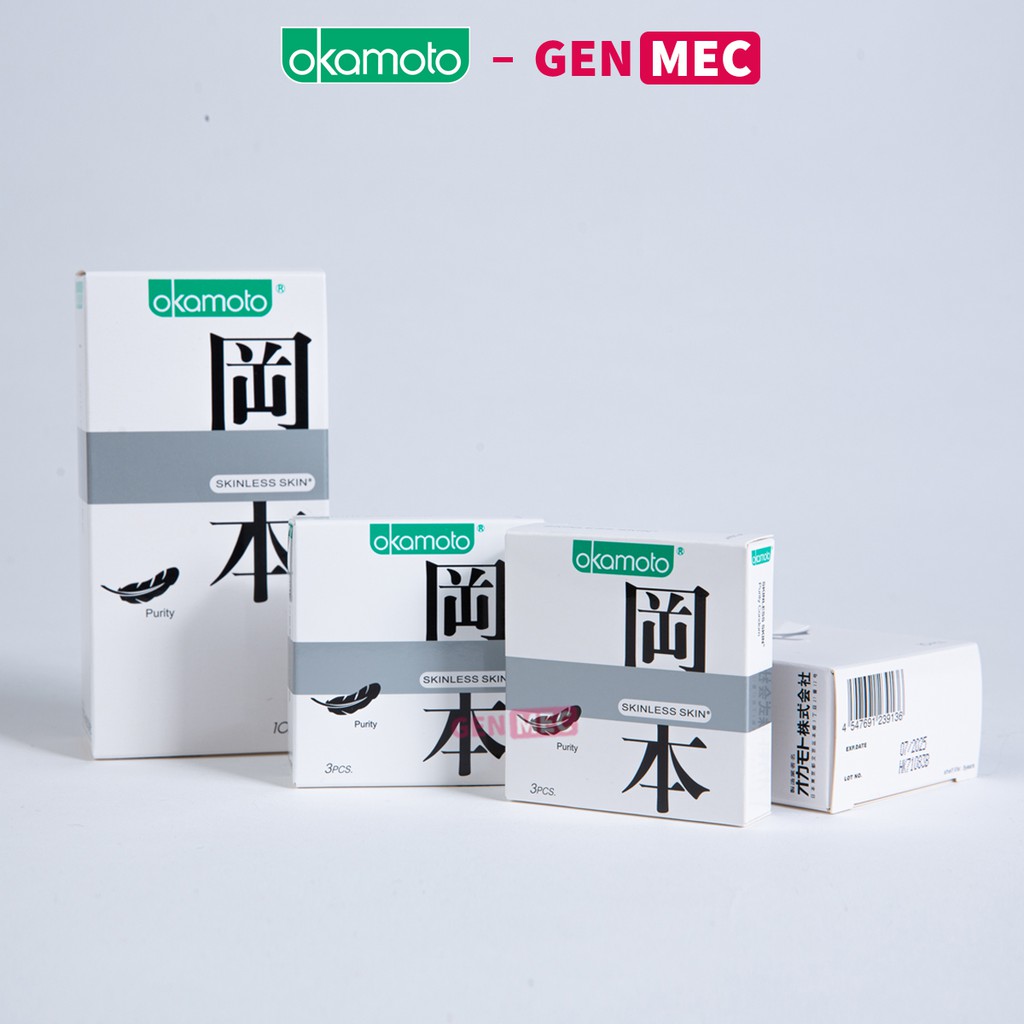 Bao cao su Okamoto Skinless Skin Purity Tinh Khiết Không Mùi - Siêu Khoái Cảm - BCS Okamoto Hộp 10 cái – GenMec