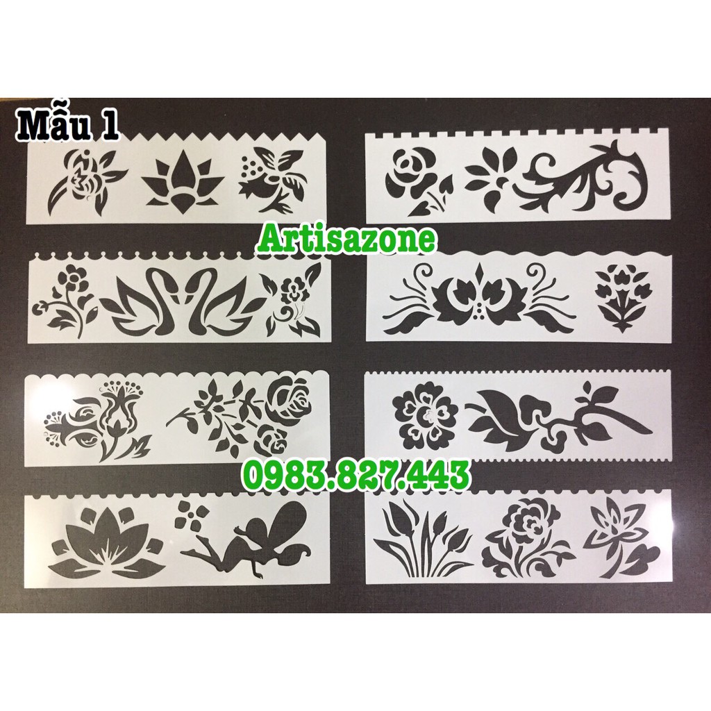 Pet Stencil - Khuôn hình trang trí, tạo viền - Bộ 08 chiếc