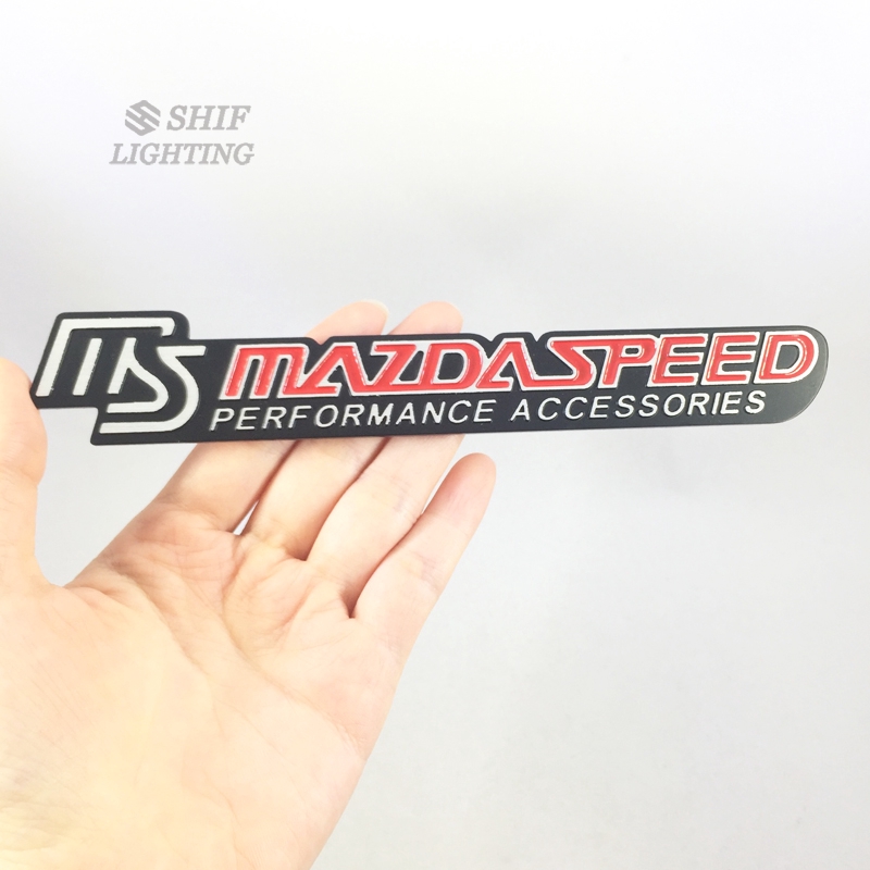 Miếng dán logo chữ MS Mazda Speed bằng kim loại trang trí xe hơi