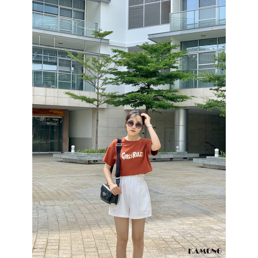 Quần short nữ ống rộng KAMONG lưng thun chất liệu short nhung kiểu dáng trẻ trung, năng động Q001. | BigBuy360 - bigbuy360.vn