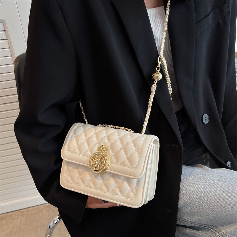 Túi Đeo Chéo Hình Vuông Nhỏ Họa Tiết Kim Cương Phong Cách Mới Mùa Hè Cho Nữ