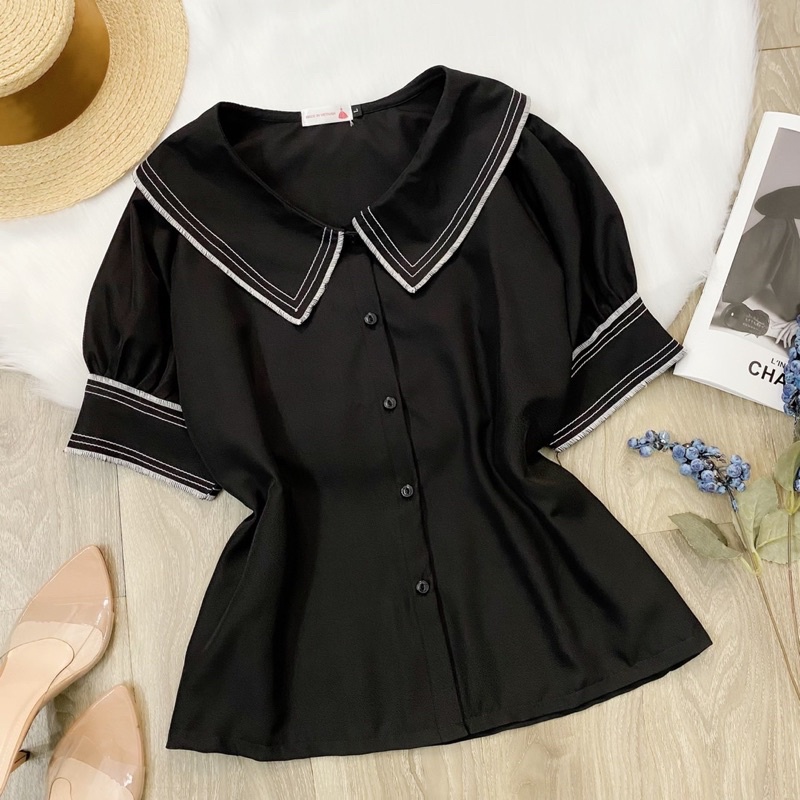 [Áo Bigsize] Áo lẻ bigsize, áo sơ mi bigsize kiểu cổ nhọn viền chỉ (có size 50 - 90kg) | BigBuy360 - bigbuy360.vn