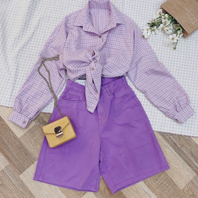 Quần short ngố lửng kaki màu pastel lưng cao ống rộng form ulzzang kèm ảnh thật