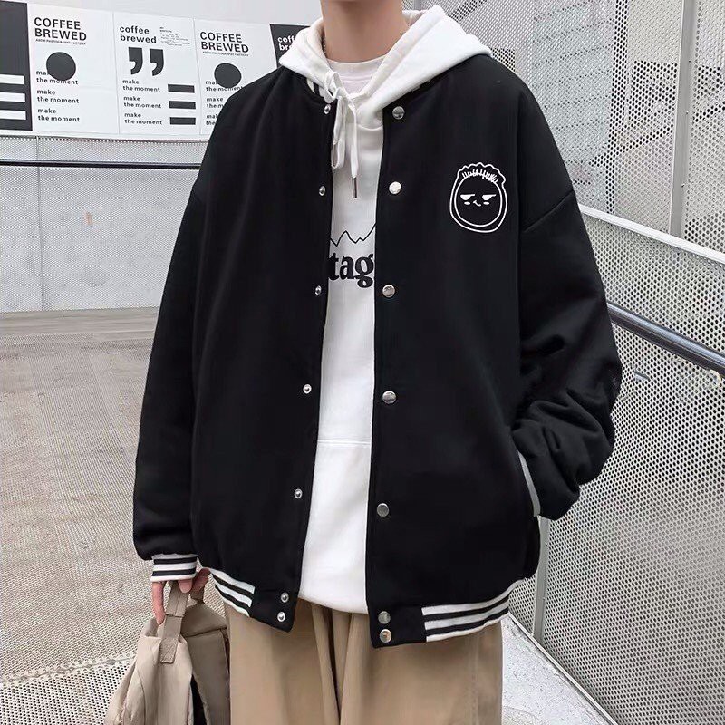 Áo Khoác BOMBER FACE Tay Dài Form Rộng Ulzzang Unisex (Ảnh Thật)
