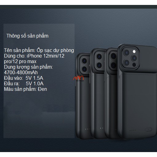 Ốp lưng kiêm sạc dự phòng 12 Pro Max/ iPhone 12 Pro/  12 Mini/ 12