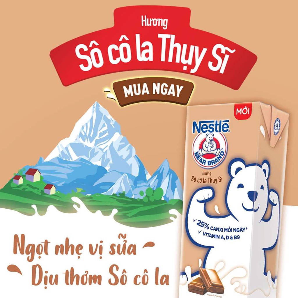 Vỉ 4 hộp sữa Nestle Gấu hương Thụy Sĩ nhiều vị 12(4x180ml)