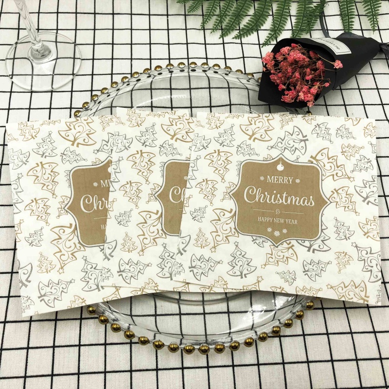 Bộ 20 Khăn Ăn In Họa Tiết Hoa &amp; Chữ Bằng Giấy Trang Trí Giáng Sinh